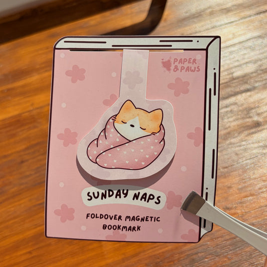 "Sunday Naps" Fold-over Magnetic Bookmark